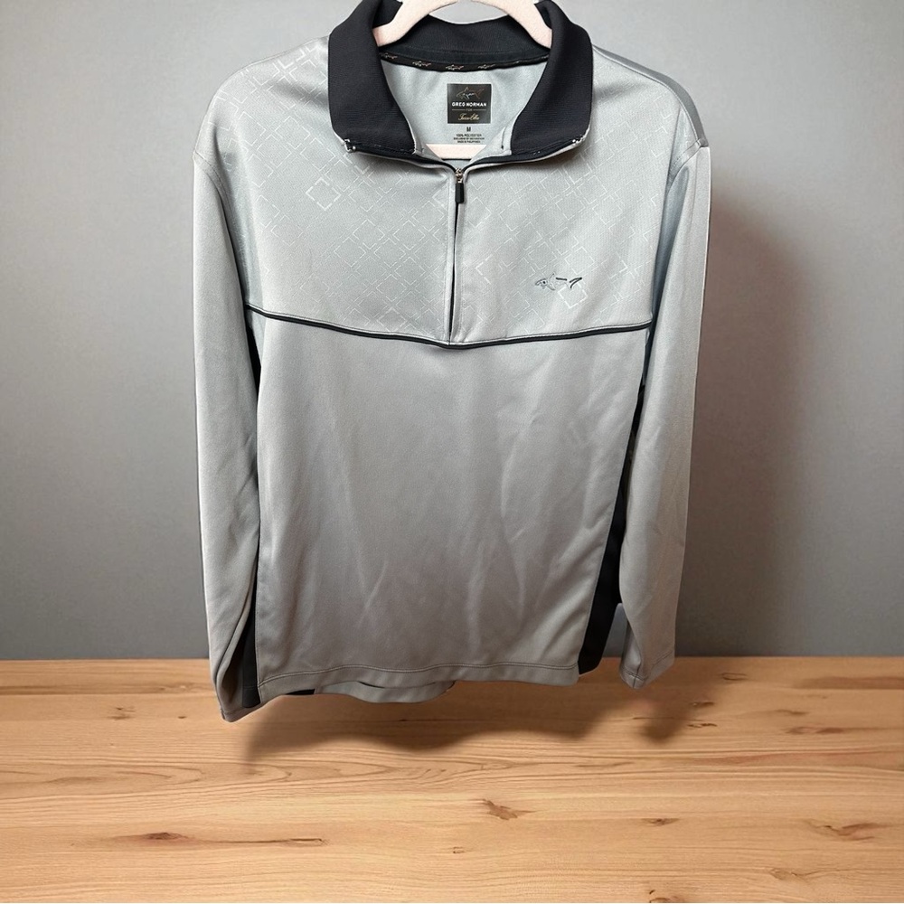 Greg Norman Collection Silver and Black Quarter-Zip Pullover